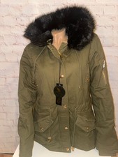 Geographical Norway Parka Boldina Lady kaki schwarzes Kunstfell Grösse 3 / L
