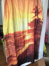 Dusch Store Vorhang Gardinen Fotodruck Strand Sonnenuntergang rost gelb braun