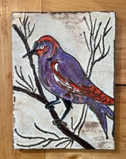 Majolika Wandfliese, Vogelmotiv, 23,5x17,5cm