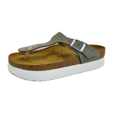 Birkenstock Papillio GIZEH PAP Platform Zehentrenner Sandalen Grau Nubukleder 37