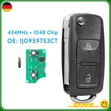 433MHz 2 Tasten Funk Klapp Fernbedienung Schlüssel für VW Bora Golf Skoda Seat
