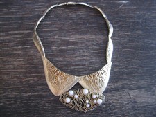 avantgardistisches Modernist Designer Collier 925er Silber gold Perlen Unikat