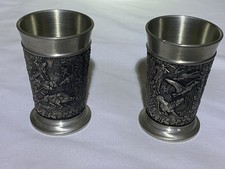 Zinnbecher 95% Zinn von Beck Stuttgart Hand Graviert 2 Stück