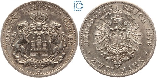 Hamburg mark 1876 j - hamburg,, 2