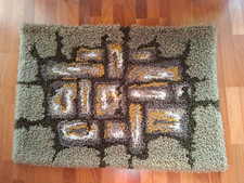 Vintage Pop Art Wandteppich 70er Jahre – Handgeknüpft, Wandbehang, 75x107 cm