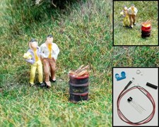 brennendes Fass Tonne mit LED