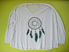 Madison Strickpullover ca Gr. 44 sehr dünn weiß Traumfänger-Indianer-Aufdruck 