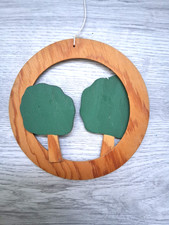 Holz Wandbild  Baum rund Schnitzerei- 13cm Durchmesser -Skulptur Lebensbaum Bild