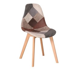 3x Esszimmerstuhl drehbar Küchenstuhl Patchwork Hellbraun Blau Z10