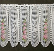 Edle Küchengardine Frühling Zart Rosa Blumen Bistro 9 Breiten NEU Ostern bunt