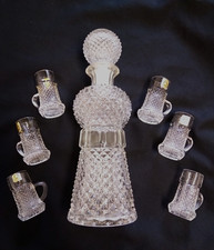 Likör - Service Glas, Marke Oberglas Austria, Karaffe & 6 Becher, Vintage