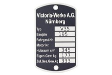 Typenschild für Victoria V35