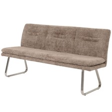 B-Ware Sitzbank MCW-H70, Lehne Stoff/Textil Chenille Edelstahl 180cm, braun