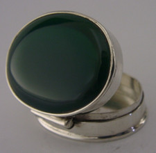 SCHÖNE MASSIVE STERLINGSILBER GRÜNE ACHAT BOX 1991 NEUWERTIG