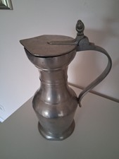 Zinnkanne antik, Deckelheber 2 Eicheln, 25 cm hoch, 1237 gr., Bauchkanne