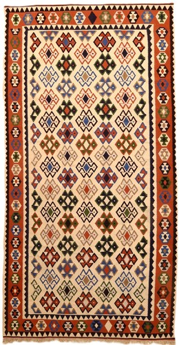 Kelim teppich 292x151 weiß - kelim,