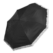 gepunkteter Taschen Regenschirm Rüschenrand schwarz rot Polka Dots klein faltbar