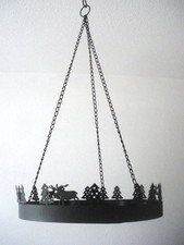 Metall Kerzenkranz Kerzenring Kerzenleuchter hängend schwarz Landhaus 6 Kerzen