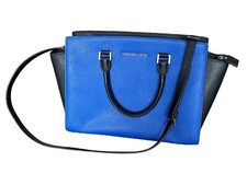 Michael Kors Selma Tasche Handtasche Damen Leder Electric Blue Blau Schwarz