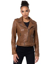 Tazzio Lederjacke Damen Echtleder Jacke Übergangsjacke Leder Mantel Parka