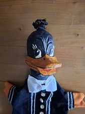 Vintage Handpuppe, Schwarze Ente, Kunsthandwerk