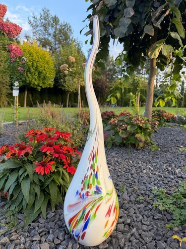 Glasflamme 65cm weiß bunt - glasflamme,