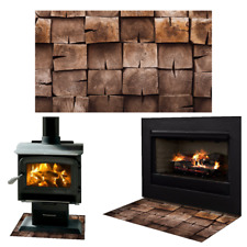 Holz Motiv Glasbodenplatte aus ESG-Glas – Funkenschutz für Ihren Kaminofen