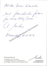 2x Original Autogramm Christoph Blocher Politiker Schweiz /// Autogramm A 306158