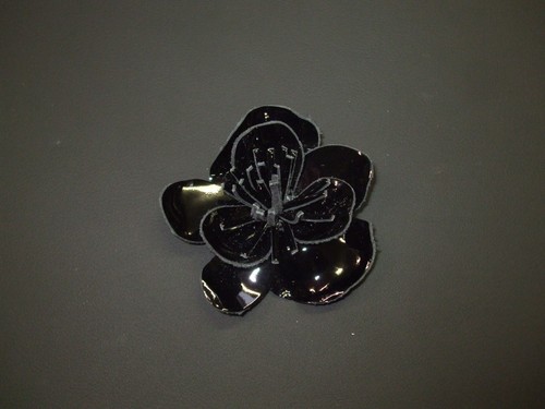 Lederblüte schwarz 5 cm - ca., 6,5