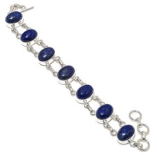 Lapislazuli Edelstein Handgemacht 925 Sterling Silber Schmuckarmband Gr