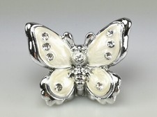 Schmetterling Perlmutt Optik in weiß silber 5 cm mit Strass-Steinen 