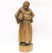 Mönch mit Krug Holz Skulptur