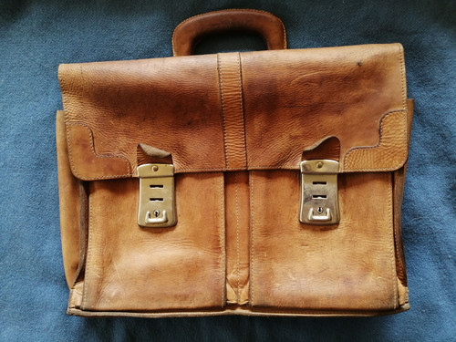 Alte echtleder schultasche - alte,