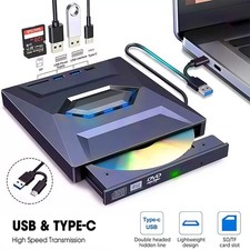 Externes CD/DVD Laufwerk USB 3.0 Brenner Player mit Type C für Laptop PC Schwarz