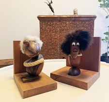 Buchstützen Optimisten Danish Teak Holz 2x Buchständer  Bücher Stütze Paar