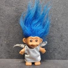 Troll 90er Mit Silber Kleid Blaue Haare Gnom Ca.7,5cm Groß (Ohne Haare) (Engel?)