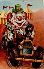 Wackelaugen Quietsch Ak Clown fährt Auto, Hund, Zirkus - 3889754