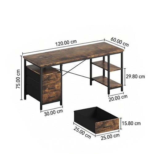 Schreibtisch mit schubladen - mit, 3