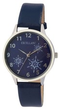 Excellanc Uhr Damen Quarzuhr Frauen Armbanduhr Girl Watch Kunstlederarmband Blau