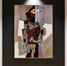 XL LEINWAND BILD BIS 145x100x5 Pablo Picasso Harlekin Kubismus WANDBILD ABSTRAKT