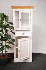 Landhaus Schrank Vitrine Weiß