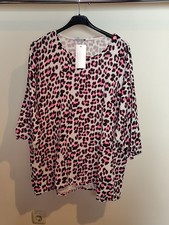 Shirt Leoprint Made in Italy ca Gr 44 46 48/50 AA70 Musselin Damen Oberteil