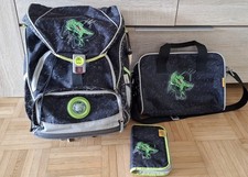 Derdiedas Schulranzen Schultasche schwarz Dino Federmappe Sporttasche
