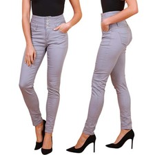 Damen 4 Knopf Skinny Jeans