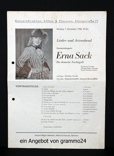 Erna sack programmblatt - erna,