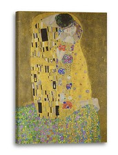 Lein-Wand-Bild Kunstdruck: Gustav Klimt - Der Kuss (1907-1908)