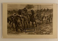 Fotopostkarte Feldpost Reiterei im Fussgefecht 1.WK WW1 Original Foto 