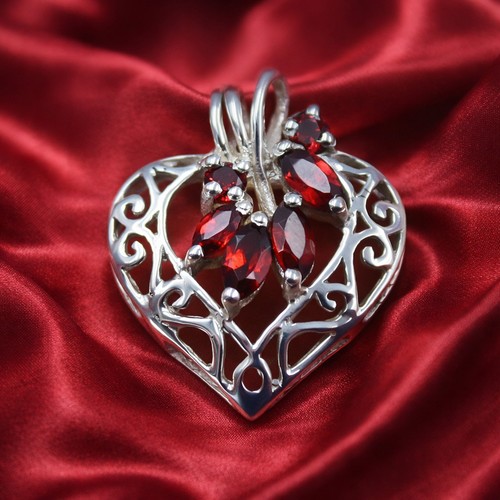 Granat anhänger silber 925 - silber,