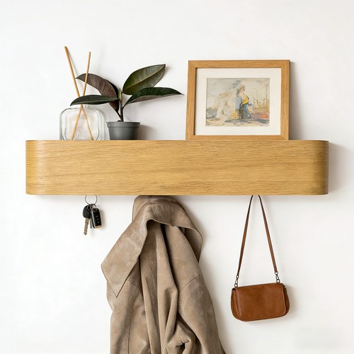 Wandgarderobe mit haken und - 5,