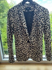Damen Blazer, tailliert,  weiß, Animalprint, Gr. 40, H&M